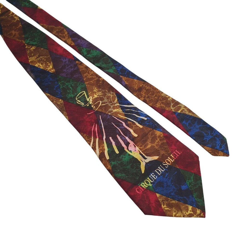 Cirque Du Soleil Harlequin Pattern Silk Tie Multicolor Abstract Design Circus